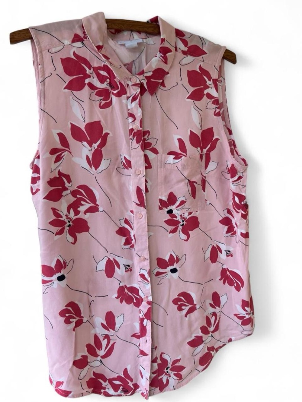 Liz Claiborne sleeveless button up blouse / collared tank top - pink - Medium